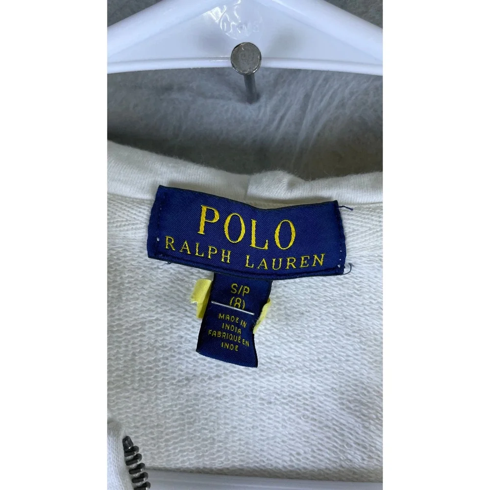 Polo Ralph Lauren Hoodie Mens S White Good Big Pony Full Zip Fleece Sweatshirt